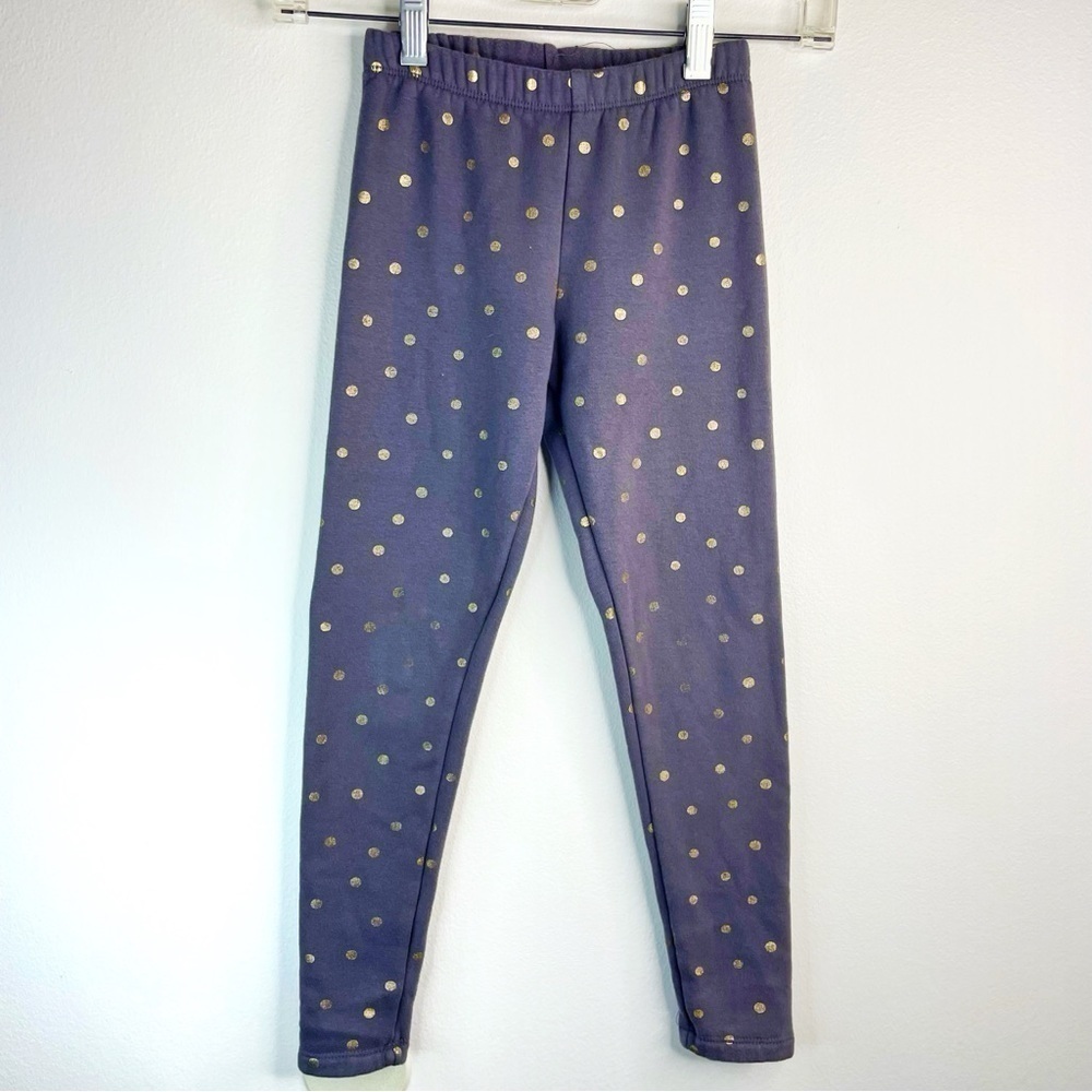 CAT & JACK Girls Kids Grey Leggings w/ Gold Printed Polka Dots Size M (7-8)